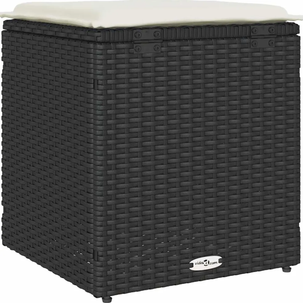 vidaXL Tuinkrukken met kussens 2 st 40x40x43 cm poly rattan zwart