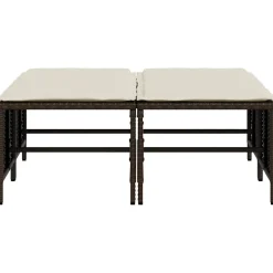 vidaXL Tuinkrukken met kussens 4 st poly rattan bruin