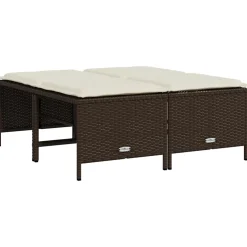 vidaXL Tuinkrukken met kussens 4 st poly rattan bruin