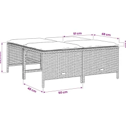 vidaXL Tuinkrukken met kussens 4 st poly rattan bruin