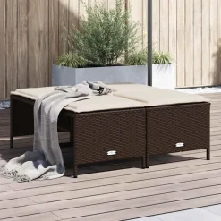 vidaXL Tuinkrukken met kussens 4 st poly rattan bruin