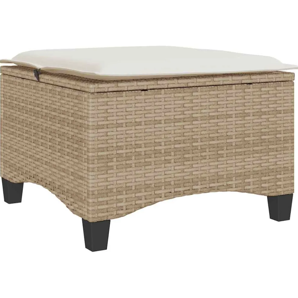 vidaXL Tuinkrukken met kussens 2 st 55x55x36 cm poly rattan beige