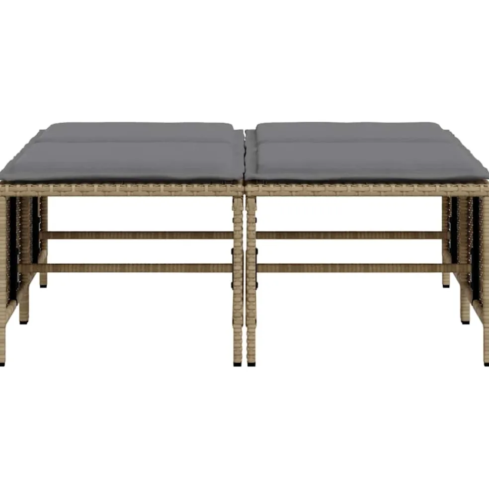 vidaXL Tuinkrukken met kussens 4 st poly rattan beige