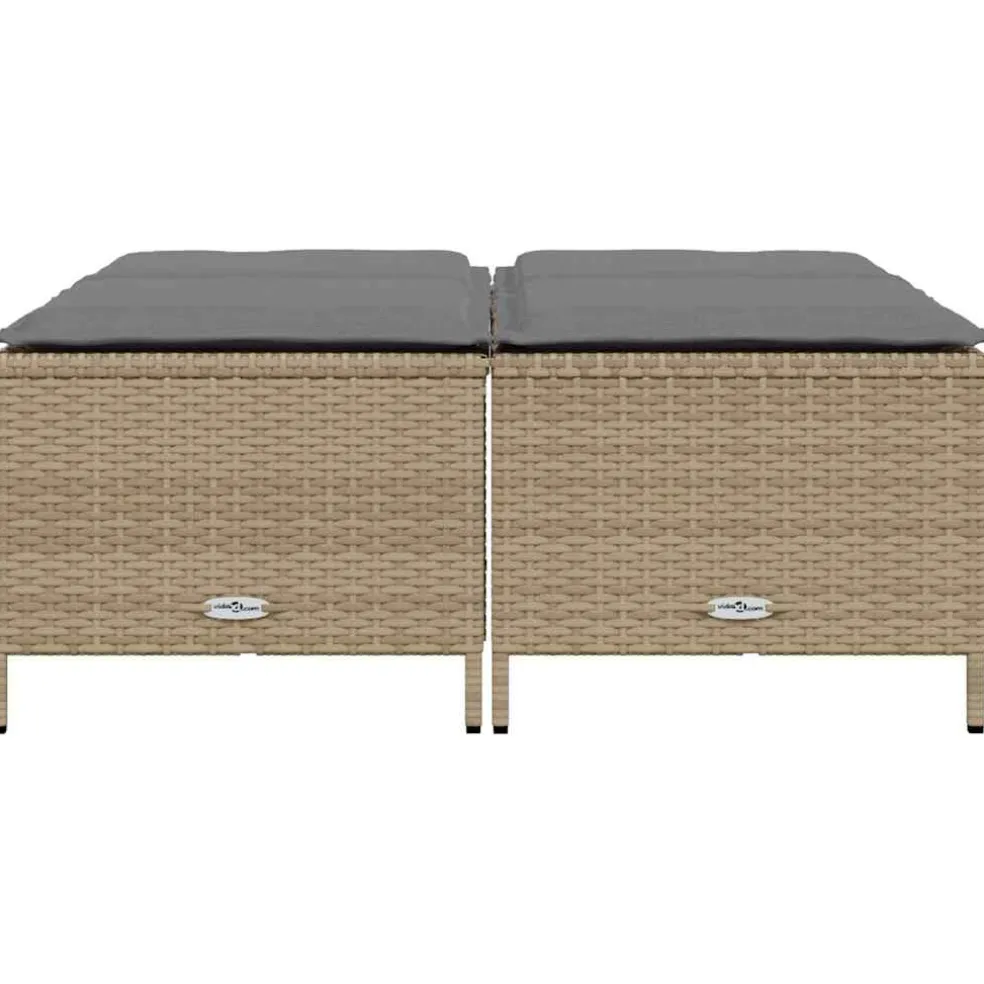 vidaXL Tuinkrukken met kussens 4 st poly rattan beige