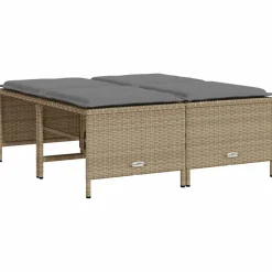 vidaXL Tuinkrukken met kussens 4 st poly rattan beige