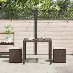 vidaXL Tuinkrukken met kussens 2 st 40x40x43 cm poly rattan bruin