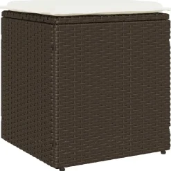 vidaXL Tuinkrukken met kussens 2 st 40x40x43 cm poly rattan bruin