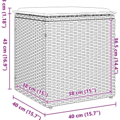 vidaXL Tuinkrukken met kussens 2 st 40x40x43 cm poly rattan bruin