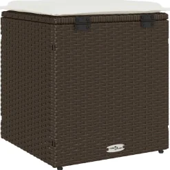 vidaXL Tuinkrukken met kussens 2 st 40x40x43 cm poly rattan bruin