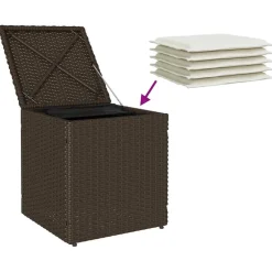 vidaXL Tuinkrukken met kussens 2 st 40x40x43 cm poly rattan bruin