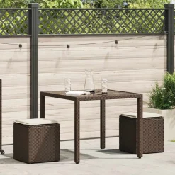vidaXL Tuinkrukken met kussens 2 st 40x40x43 cm poly rattan bruin