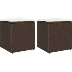 vidaXL Tuinkrukken met kussens 2 st 40x40x43 cm poly rattan bruin