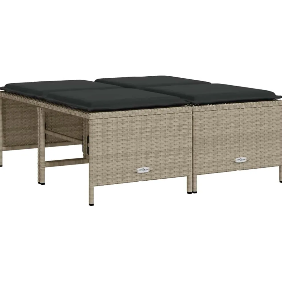 vidaXL Tuinkrukken met kussens 4 st poly rattan lichtgrijs