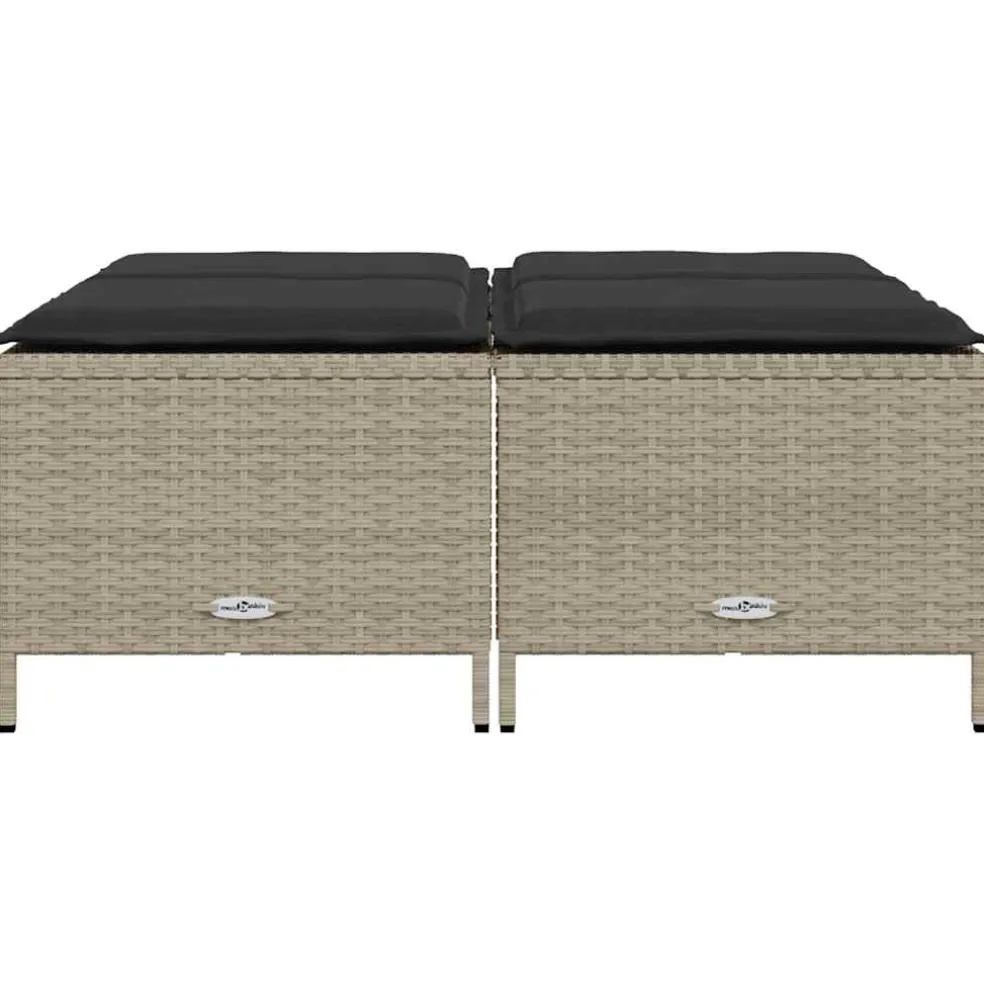 vidaXL Tuinkrukken met kussens 4 st poly rattan lichtgrijs