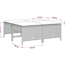 vidaXL Tuinkrukken met kussens 4 st poly rattan lichtgrijs