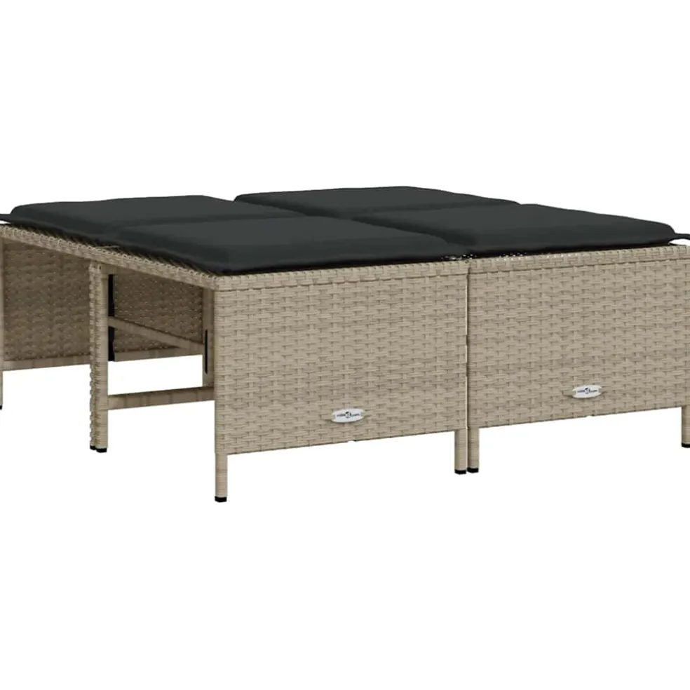 vidaXL Tuinkrukken met kussens 4 st poly rattan lichtgrijs