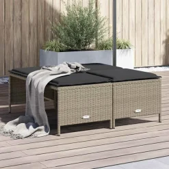 vidaXL Tuinkrukken met kussens 4 st poly rattan lichtgrijs