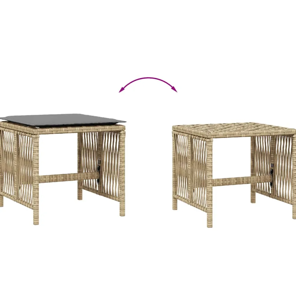 vidaXL Tuinkrukken 4 st kussens 41x41x36 cm poly rattan gemengd beige
