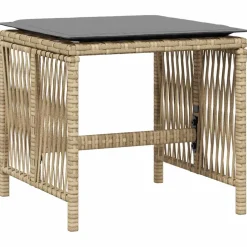 vidaXL Tuinkrukken 4 st kussens 41x41x36 cm poly rattan gemengd beige