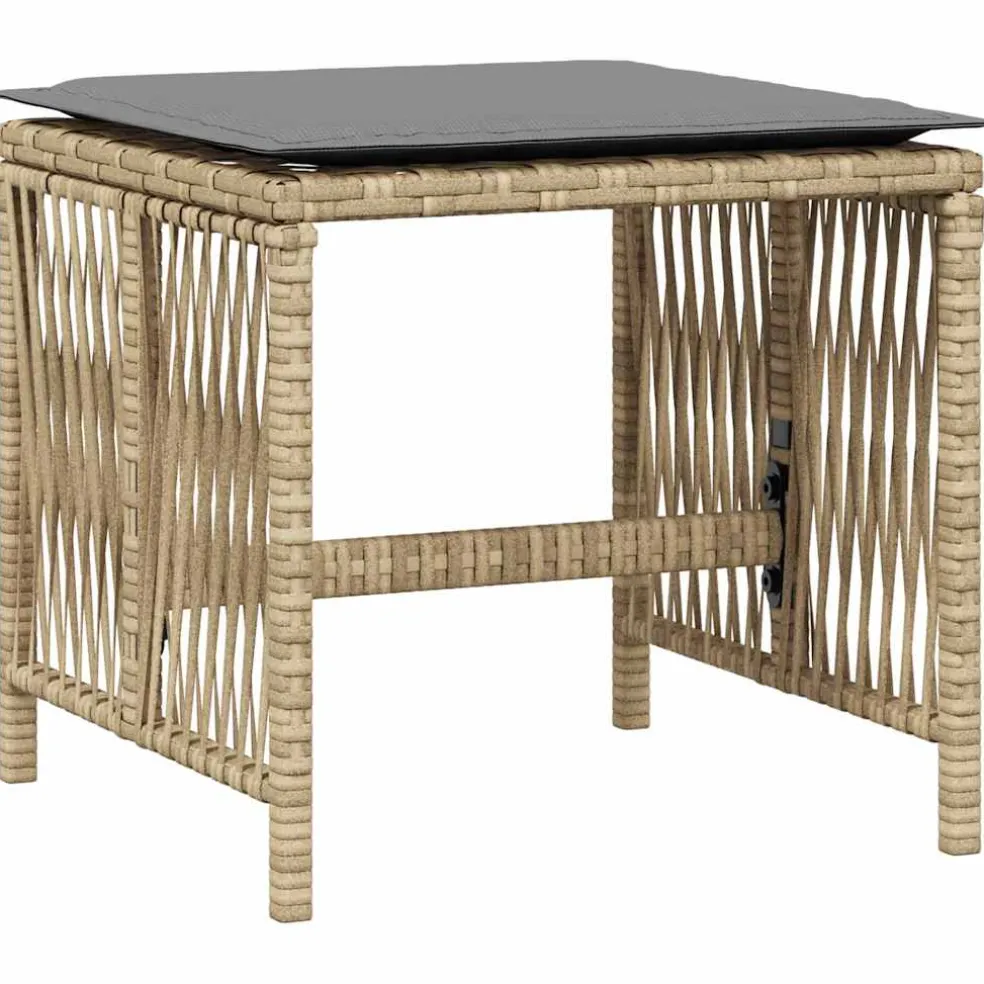 vidaXL Tuinkrukken 4 st kussens 41x41x36 cm poly rattan gemengd beige
