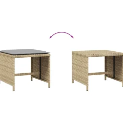 vidaXL Tuinkrukken 4 st kussens 40x40x35 cm poly rattan gemengd beige