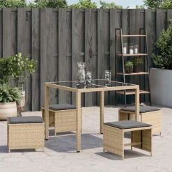 vidaXL Tuinkrukken 4 st kussens 41x41x36 cm poly rattan gemengd beige