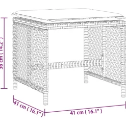 vidaXL Tuinkrukken 4 st kussens 41x41x36 cm poly rattan gemengd beige