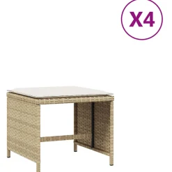 vidaXL Tuinkrukken 4 st met kussens 41x41x36 cm poly rattan beige