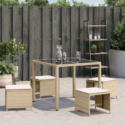vidaXL Tuinkrukken 4 st met kussens 41x41x36 cm poly rattan beige