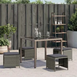 vidaXL Tuinkrukken 4 st met kussens 41x41x36 cm poly rattan grijs