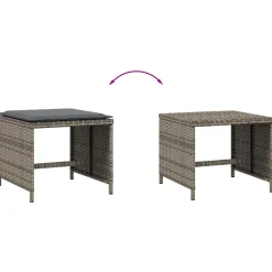 vidaXL Tuinkrukken 4 st met kussens 41x41x36 cm poly rattan grijs