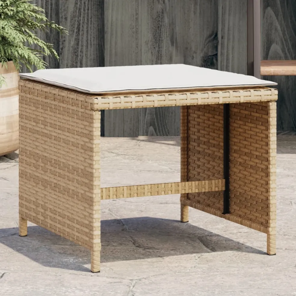 vidaXL Tuinkrukken 4 st met kussens 40x40x35 cm poly rattan beige