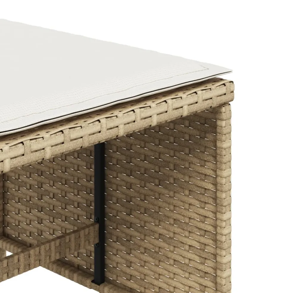 vidaXL Tuinkrukken 4 st met kussens 40x40x35 cm poly rattan beige