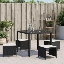 vidaXL Tuinkrukken 4 st met kussens 40x40x35 cm poly rattan zwart