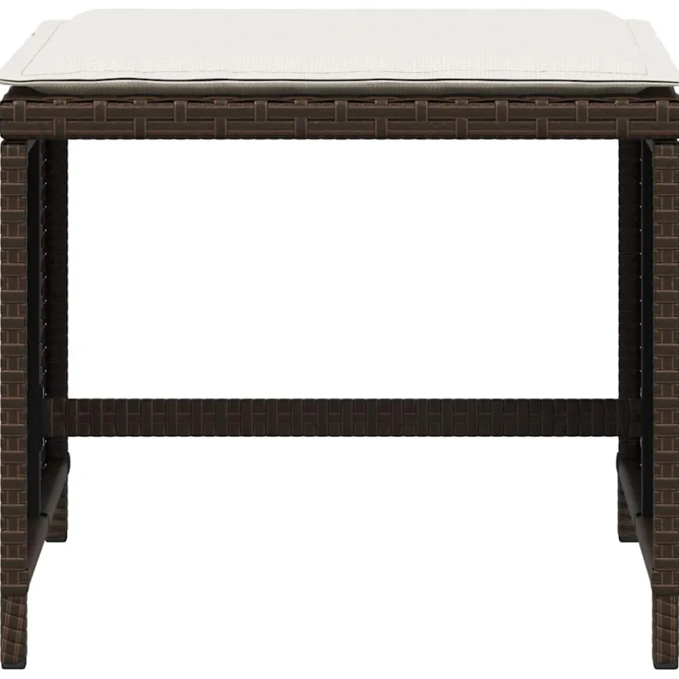vidaXL Tuinkrukken 4 st met kussens 41x41x36 cm poly rattan bruin