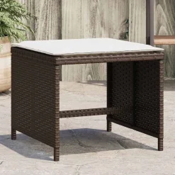 vidaXL Tuinkrukken 4 st met kussens 41x41x36 cm poly rattan bruin