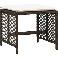 vidaXL Tuinkrukken 4 st met kussens 41x41x36 cm poly rattan bruin