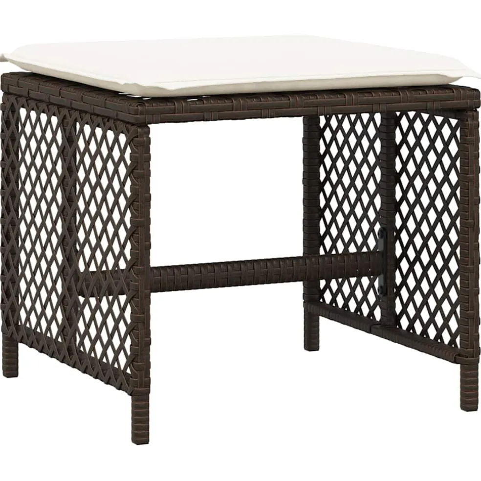 vidaXL Tuinkrukken 4 st met kussens 41x41x36 cm poly rattan bruin