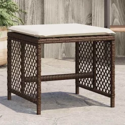 vidaXL Tuinkrukken 4 st met kussens 41x41x36 cm poly rattan bruin