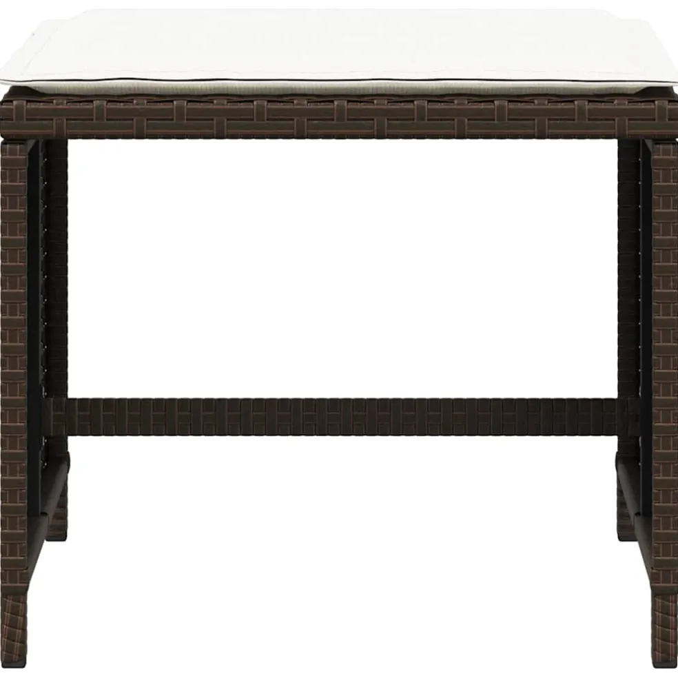vidaXL Tuinkrukken 4 st met kussens 41x41x36 cm poly rattan bruin