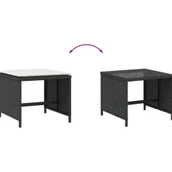 vidaXL Tuinkrukken 4 st met kussens 41x41x36 cm poly rattan zwart