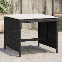 vidaXL Tuinkrukken 4 st met kussens 41x41x36 cm poly rattan zwart