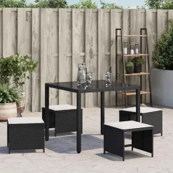 vidaXL Tuinkrukken 4 st met kussens 41x41x36 cm poly rattan zwart