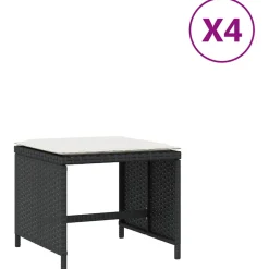 vidaXL Tuinkrukken 4 st met kussens 41x41x36 cm poly rattan zwart