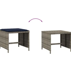 vidaXL Tuinkrukken 4 st met kussens 40x40x35 cm poly rattan grijs