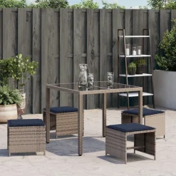vidaXL Tuinkrukken 4 st met kussens 40x40x35 cm poly rattan grijs