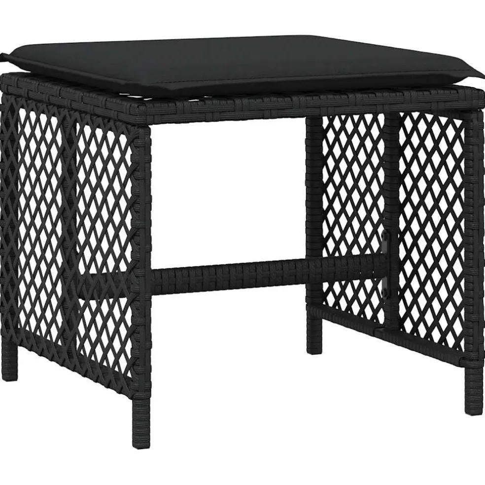 vidaXL Tuinkrukken 4 st met kussens 41x41x36 cm poly rattan zwart