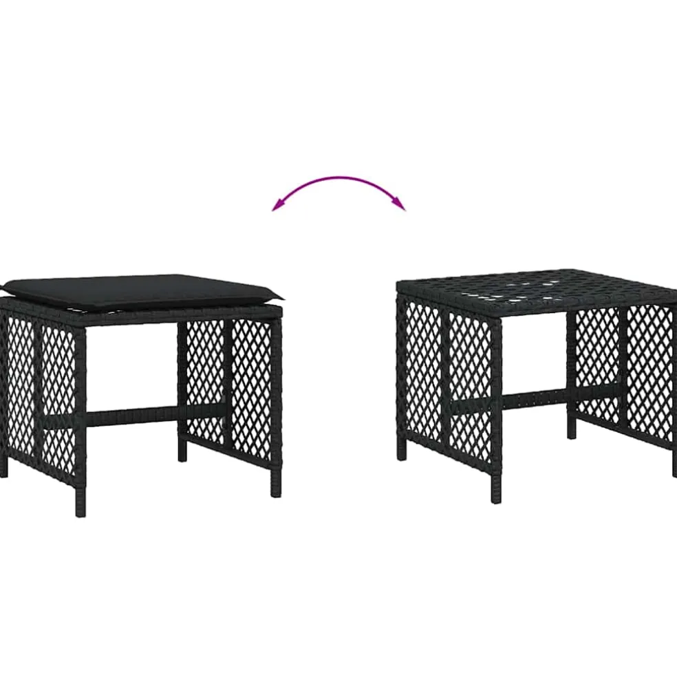 vidaXL Tuinkrukken 4 st met kussens 41x41x36 cm poly rattan zwart