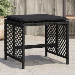 vidaXL Tuinkrukken 4 st met kussens 41x41x36 cm poly rattan zwart