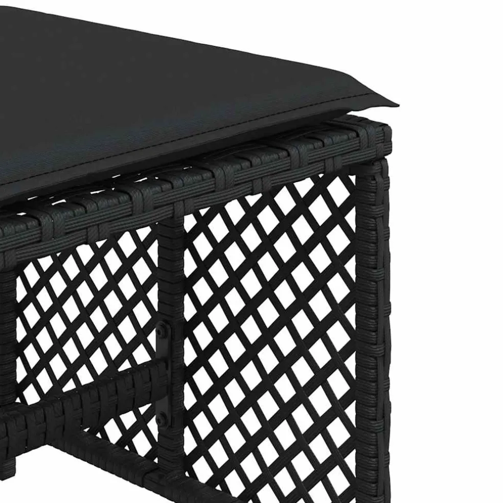 vidaXL Tuinkrukken 4 st met kussens 41x41x36 cm poly rattan zwart